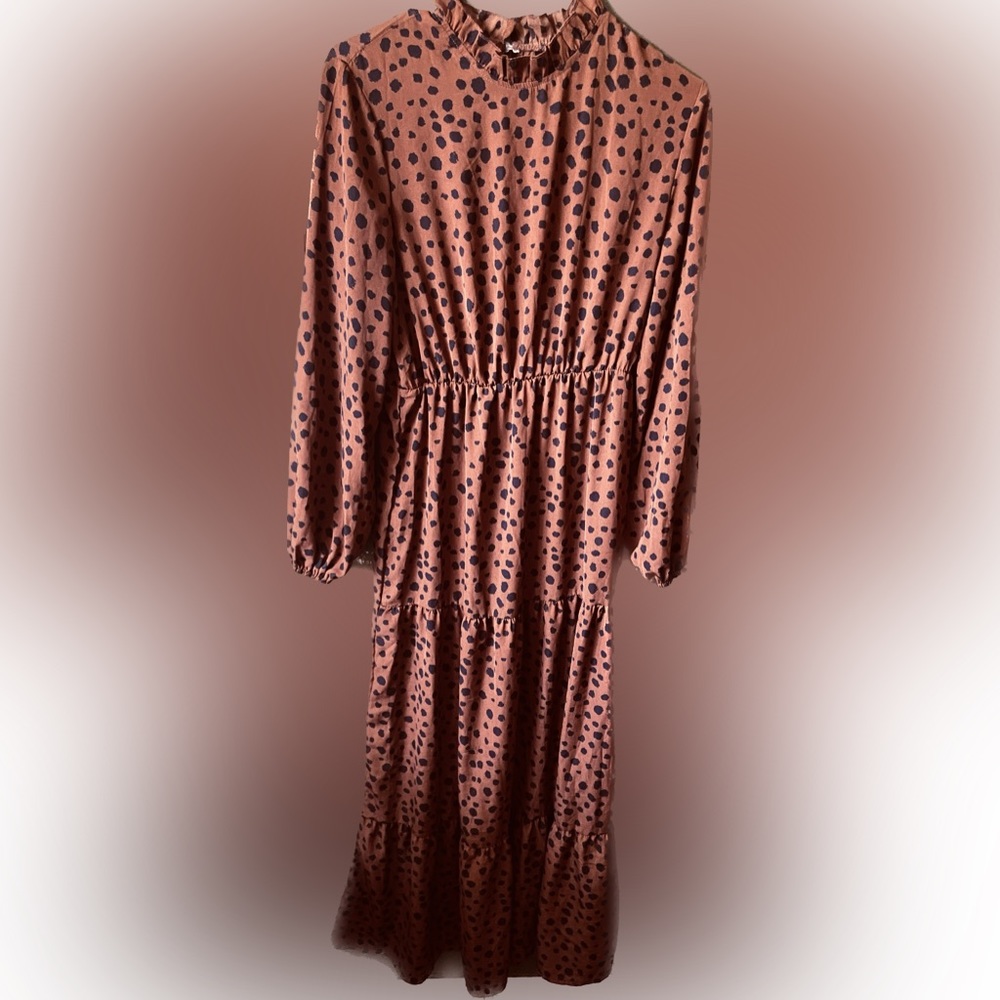 Dalmatian leopard long sleeve maxi dress